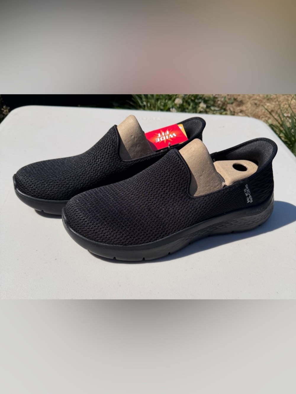 Skechers Black Slip-On Wide Fit Walking Shoes - Picture 2 of 4